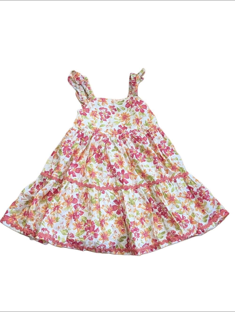 Sigrid Olsen 100% Cotton Ruffle Floral Pattern Cutesy Flowy Summer Dress Girls 5